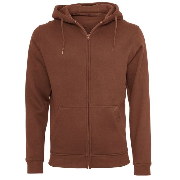Build Your Brand Mens Heavy Zip Up Hoodie / Bark